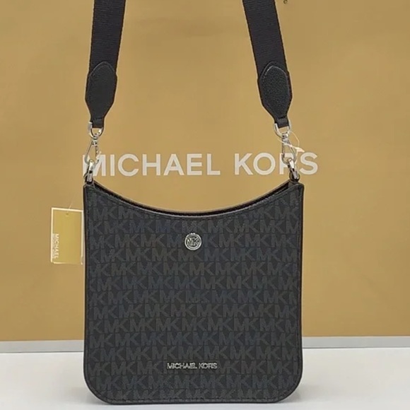 MICHAEL KORS Briley Small Logo Messenger Bag BLACK SIGNATURE COLOR - Picture 14 of 15